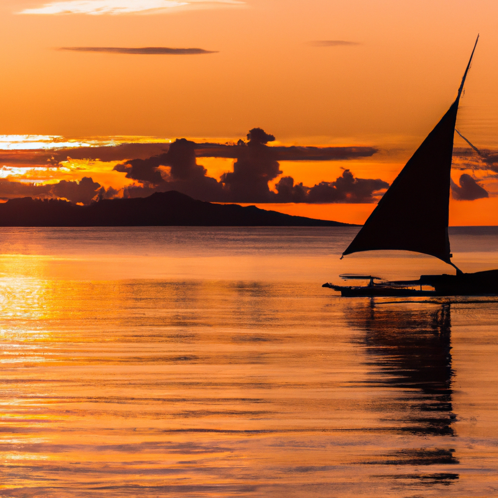 Bateau traditionnel à Mayotte au coucher de soleil