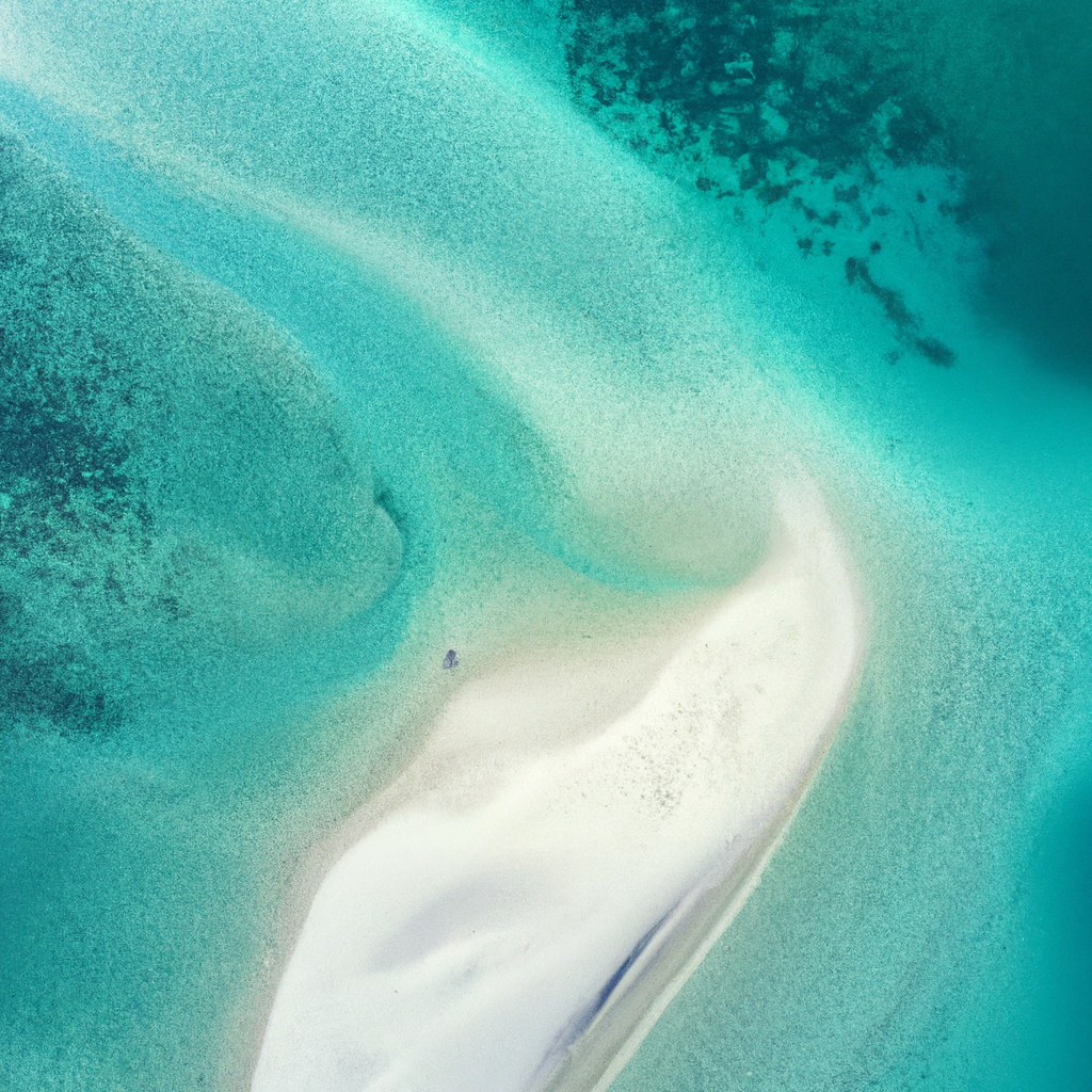 Banc de sable et lagon de Nouvelle-Calédonie, vue aérienne minimaliste