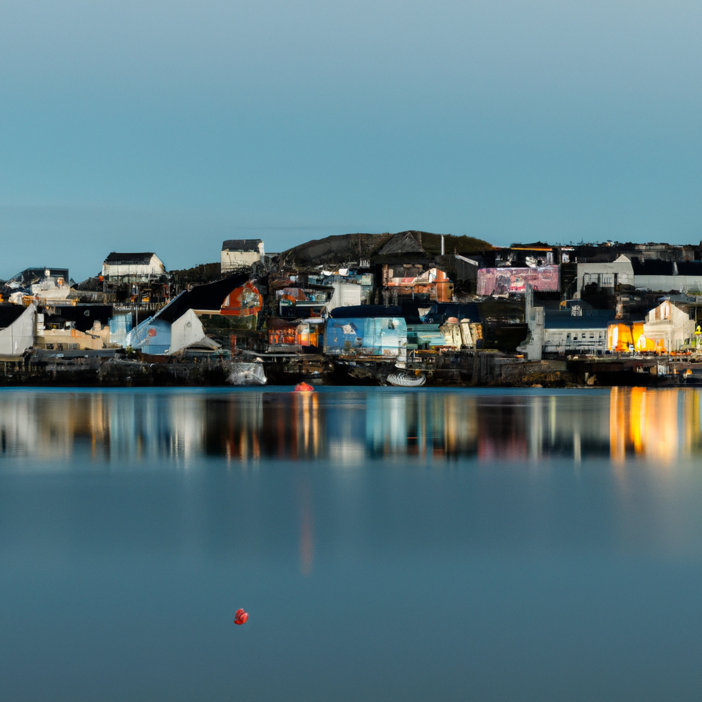 Port minimaliste avec maisons colorées à Saint-Pierre-et-Miquelon